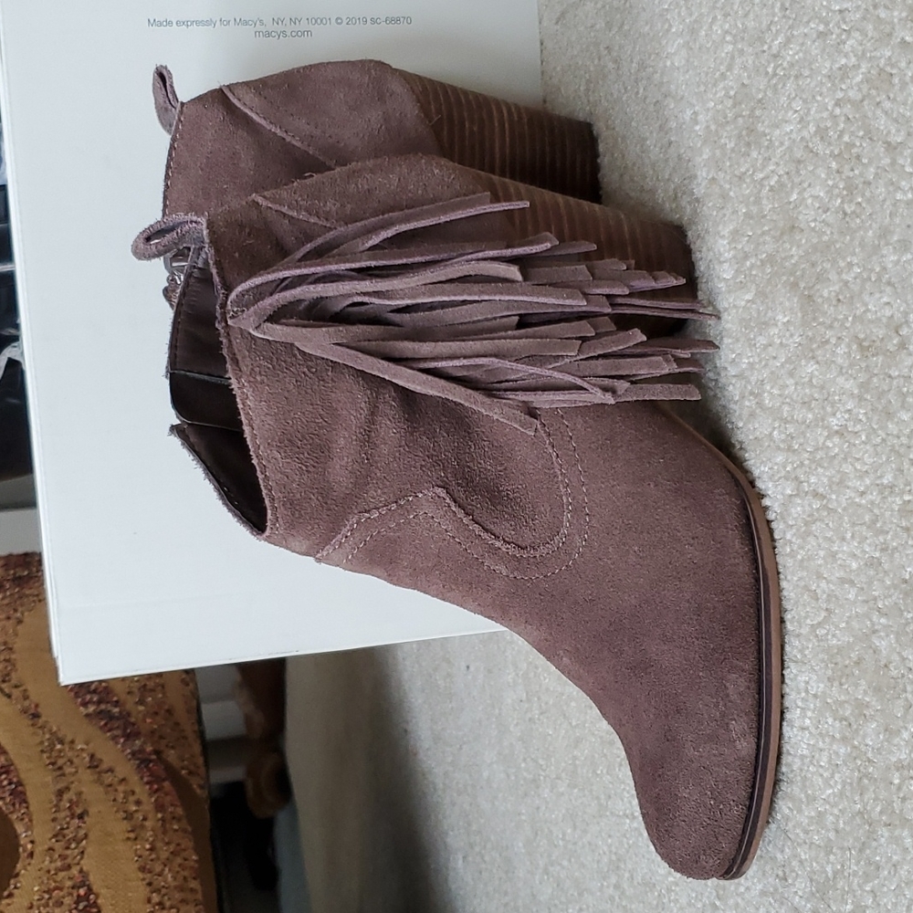 Suede fringe ankle boots